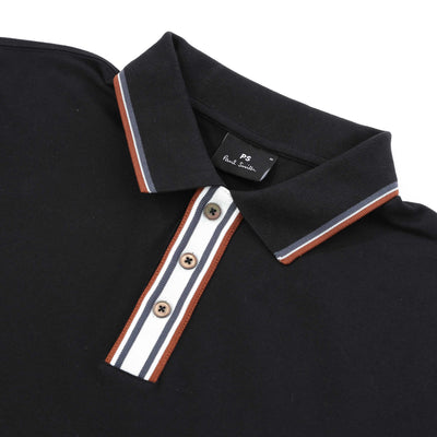 Paul Smith Reg Fit SSLV Polo Shirt in Black Placket