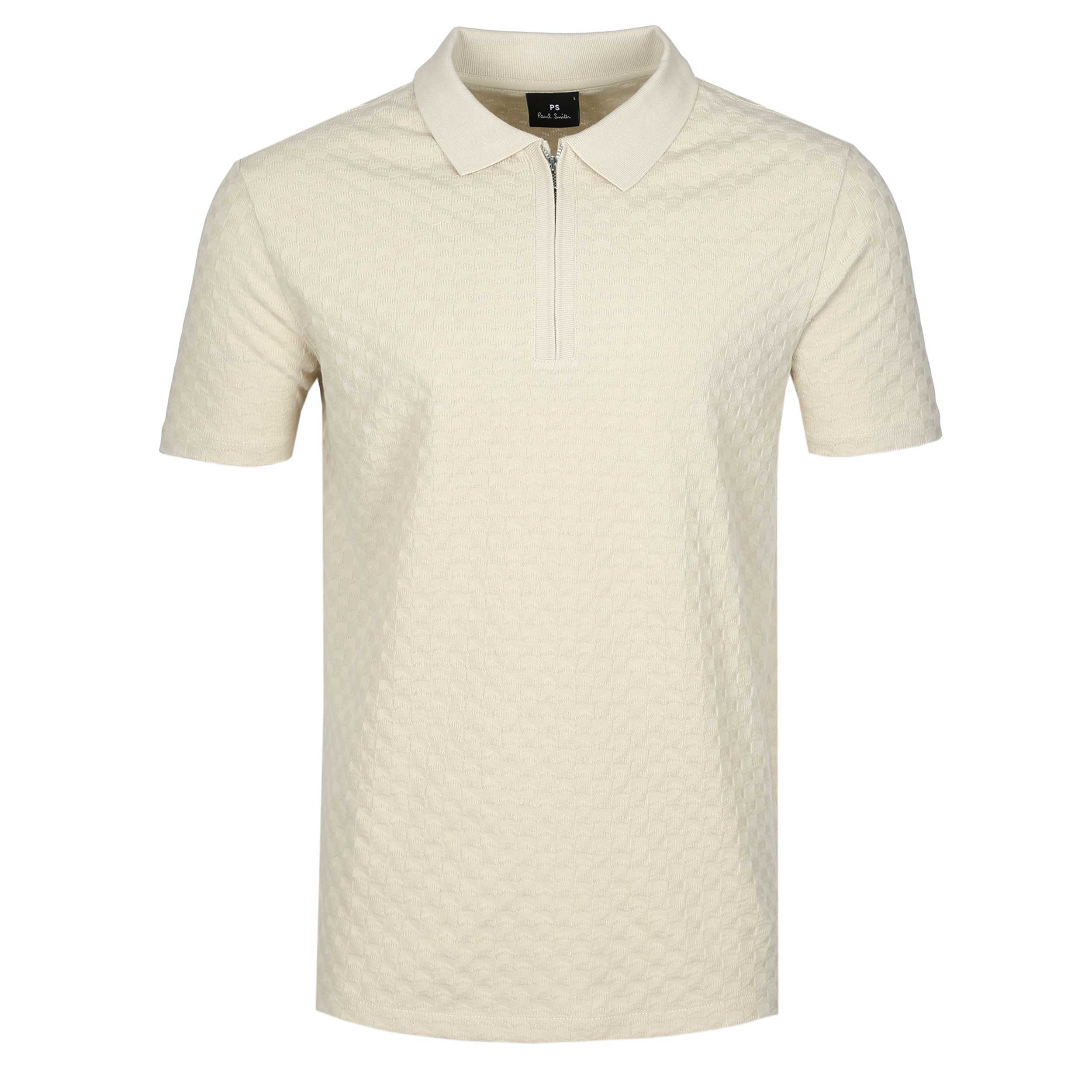 Paul Smith Reg Fit Zip Front Polo Shirt in Cream