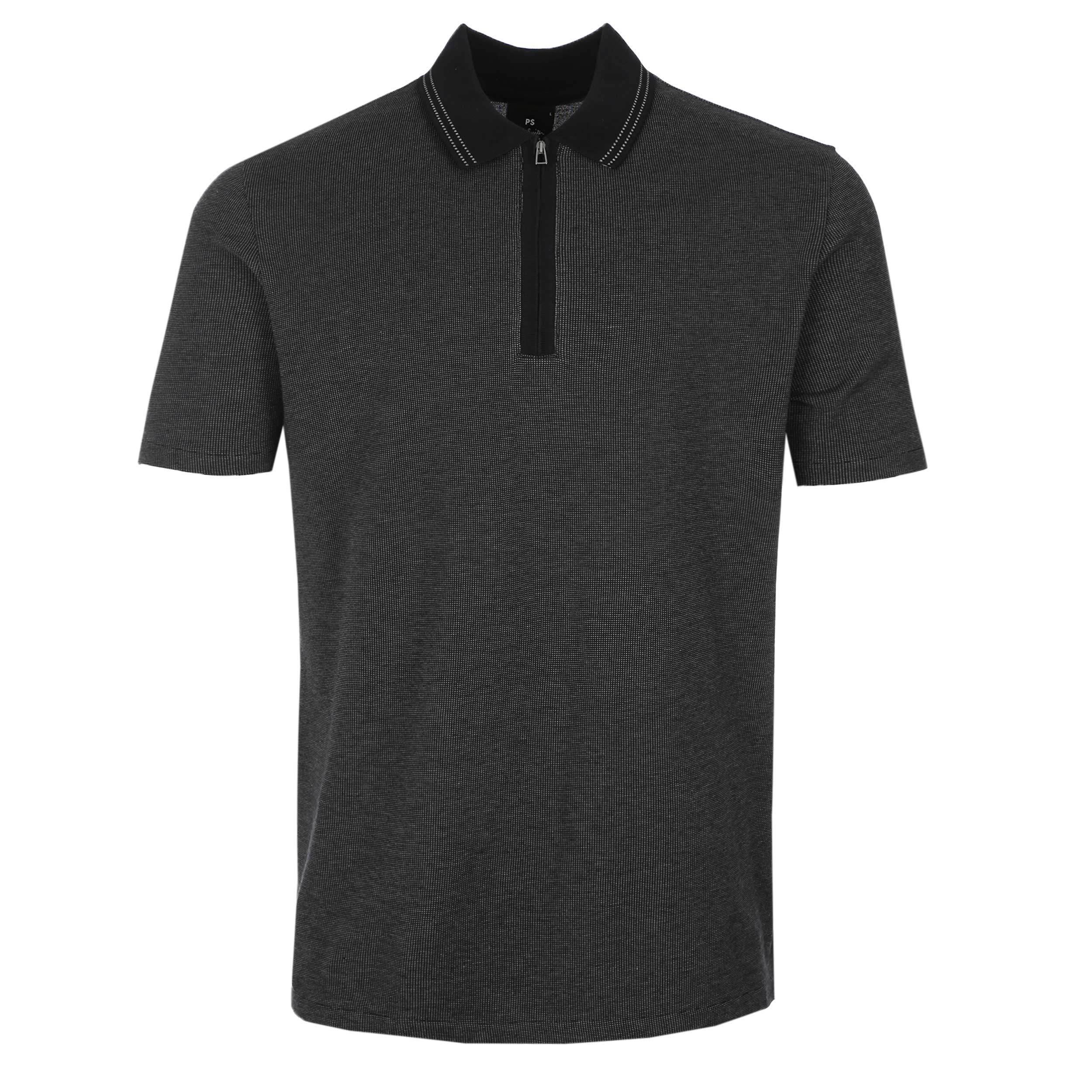 Paul Smith Reg Fit Zip Placket Polo Shirt in Black