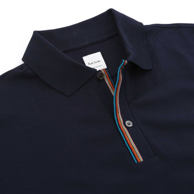 Paul Smith Signature Stripe Polo Shirt in Navy Placket