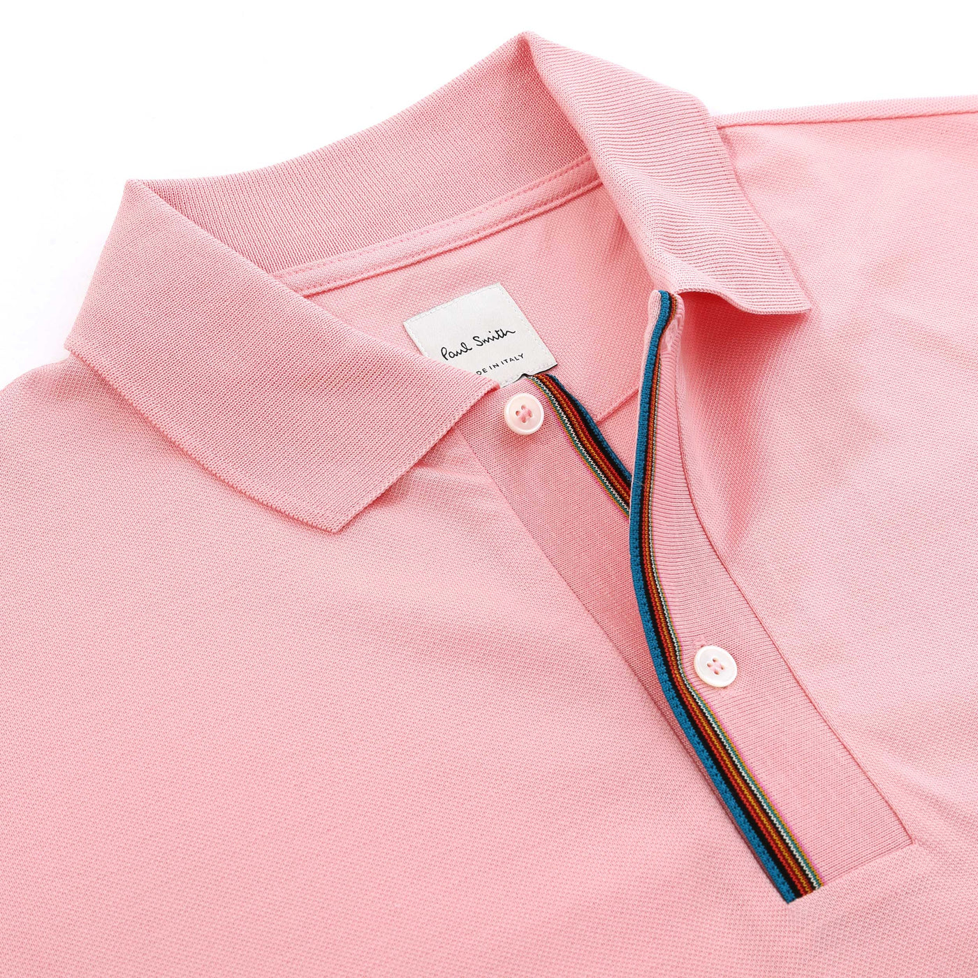 Paul Smith Signature Stripe Polo Shirt in Pink Placket