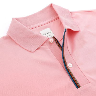 Paul Smith Signature Stripe Polo Shirt in Pink Placket