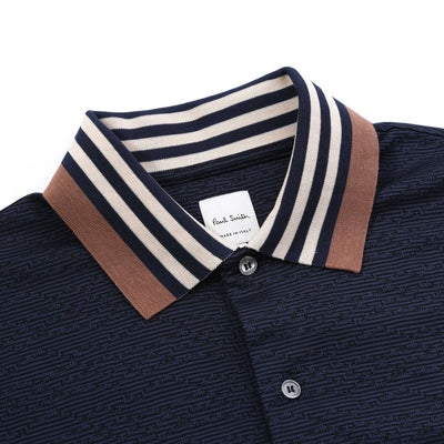 Paul Smith Stripe Collar Polo Shirt in Navy Collar