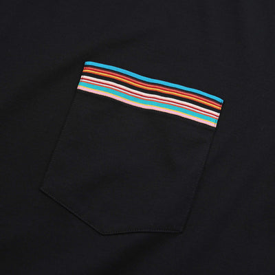 Paul Smith Stripe Pocket T Shirt in Black Pocket Trim
