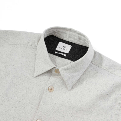 Paul Smith Tailored Fit LS Shirt in Stone White Fleck Collar