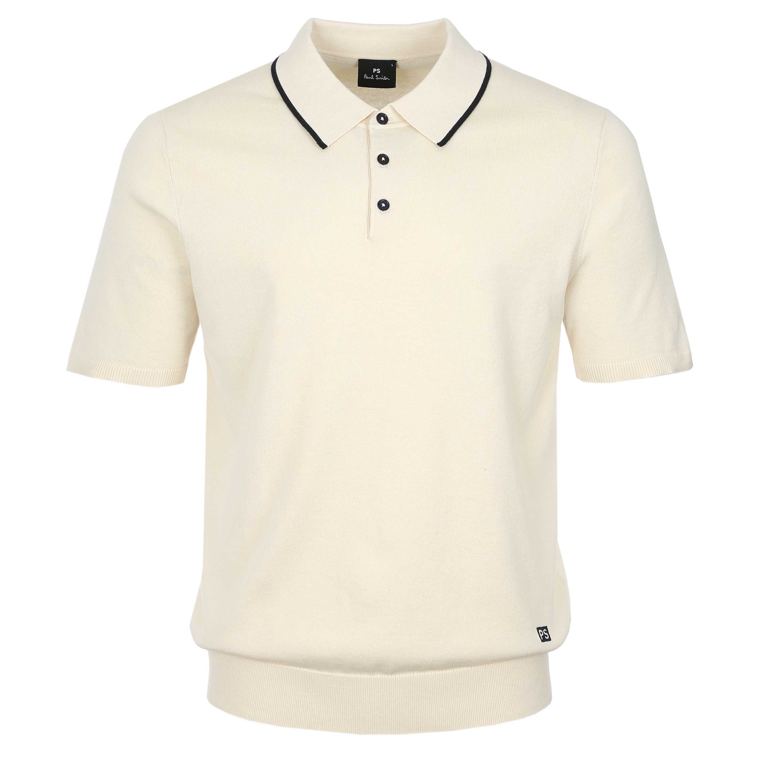 Paul Smith Tipped Collar Sweater SS Polo in Cream