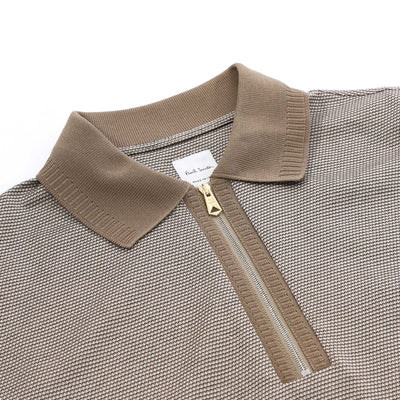 Paul Smith Zip Polo Shirt in Brown Collar