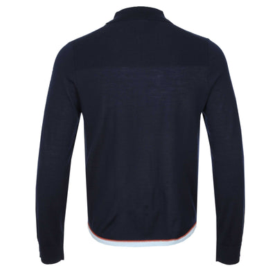 Paul Smith Zip Thru Merino Cardigan in Navy Back