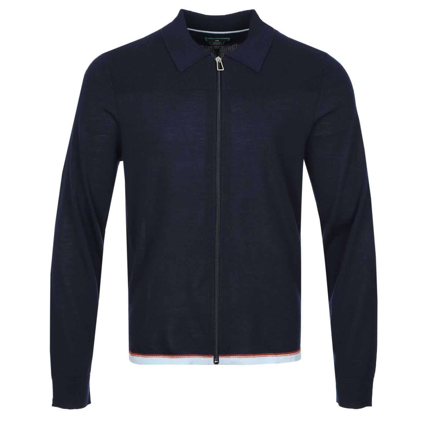 Paul Smith Zip Thru Merino Cardigan in Navy