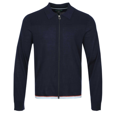 Paul Smith Zip Thru Merino Cardigan in Navy