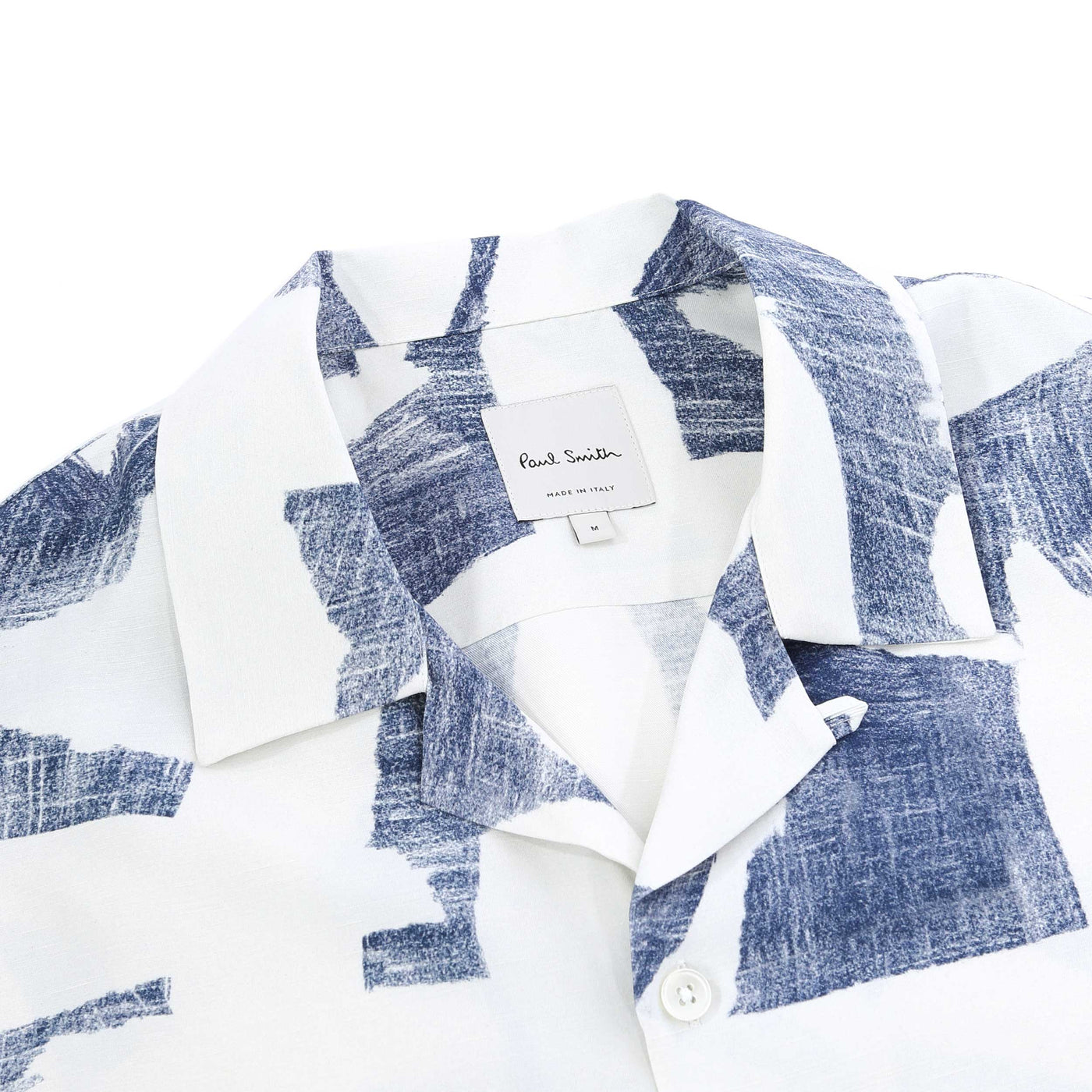 Paul Smith Reg Fit SS Shirt in White & Washed Blue Collar
