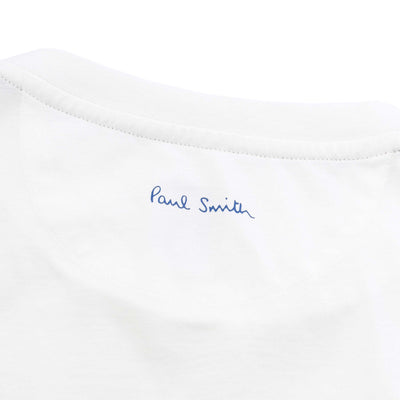 Paul Smith Wine Glass Print T Shirt in White Neck Logo