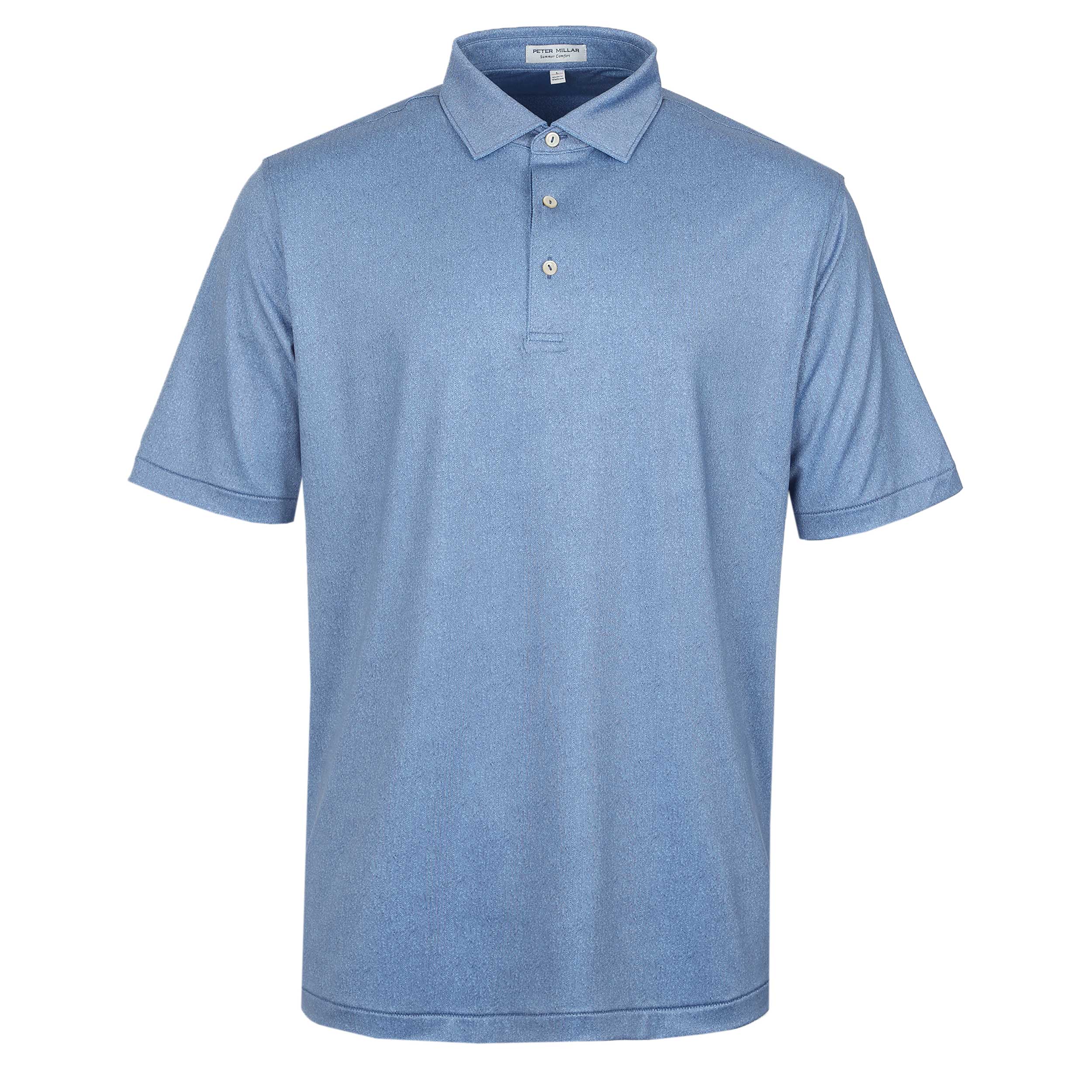 Peter Millar Herringbone Performance Polo Shirt in Bali Blue