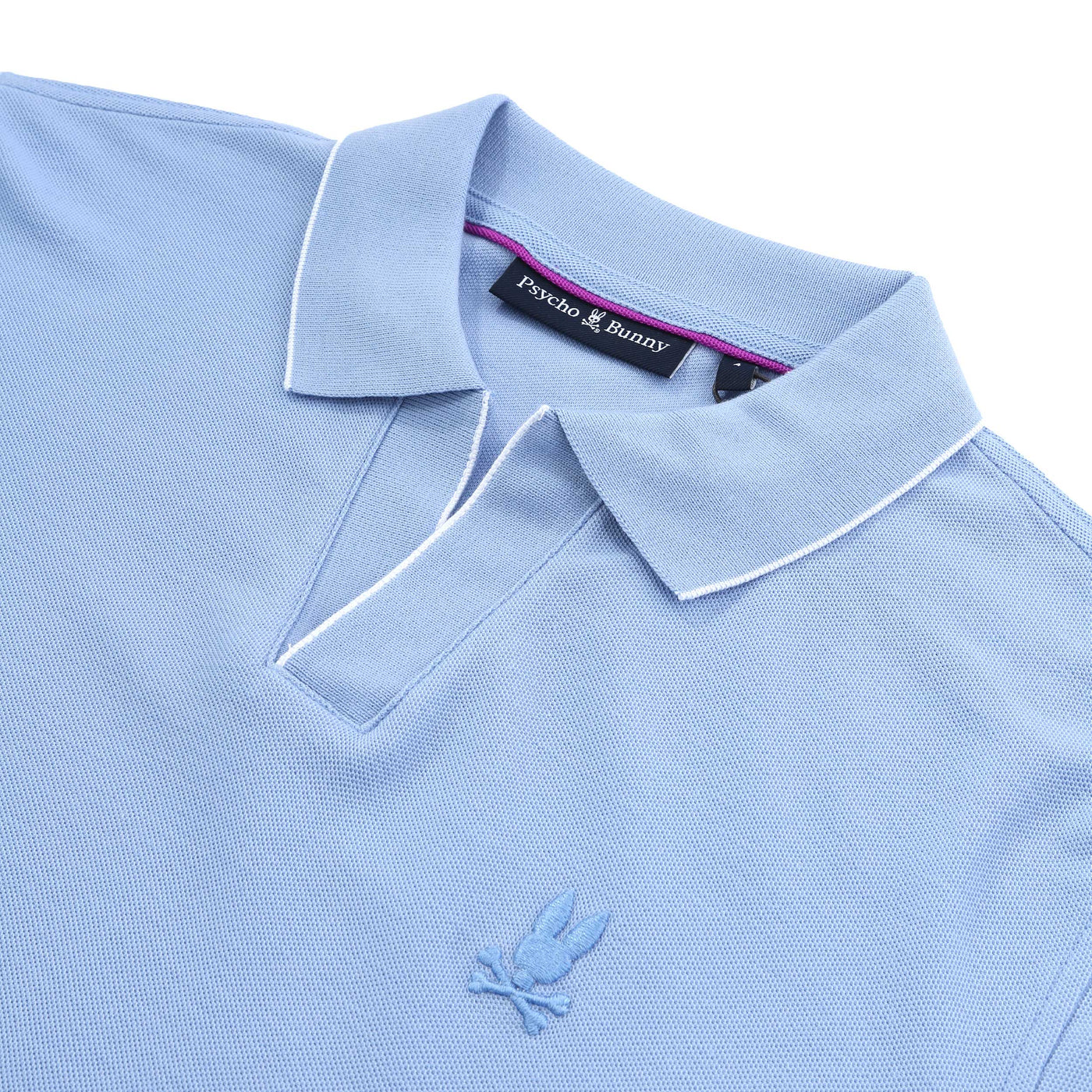 Psycho Bunny Easthills Johnny Polo Shirt in Serenity Sky Blue Placket