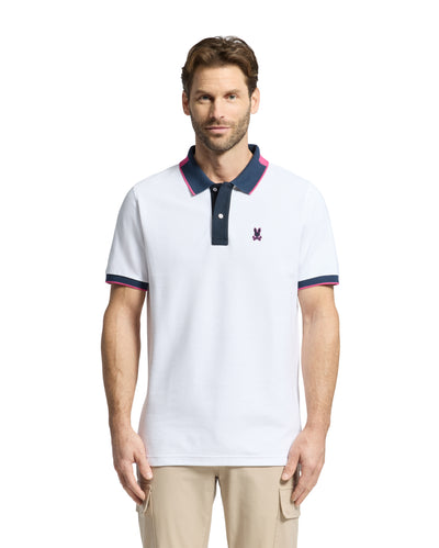 Psycho Bunny Thatcher Pique Polo Shirt in White Model
