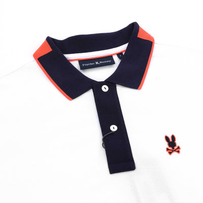 Psycho Bunny Thatcher Pique Polo Shirt in White Placket