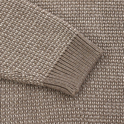 Remus Uomo 3 Button Chunky Polo Knitwear in Beige Cuff