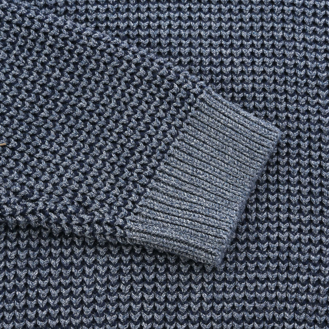 Remus Uomo 3 Button Chunky Polo Knitwear in Blue Cuff