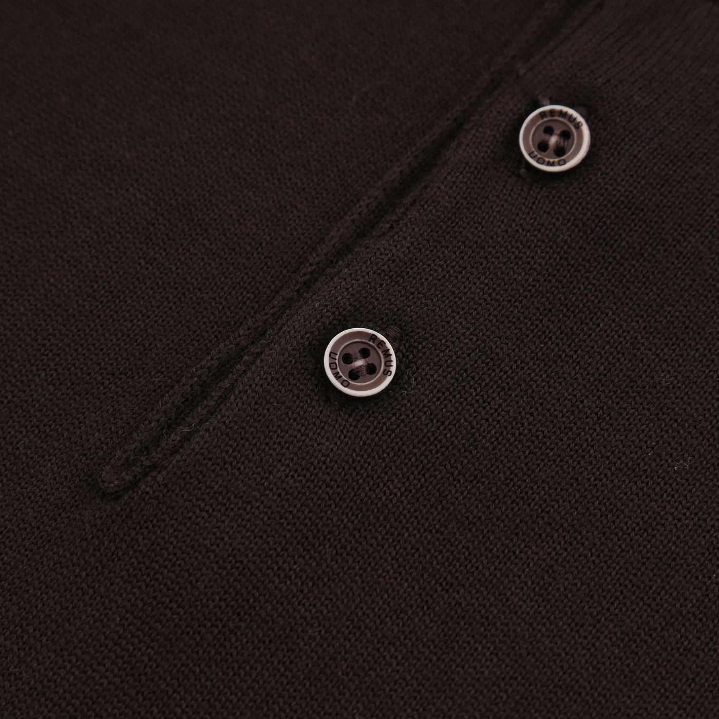 Remus Uomo 3 Button Knitted Polo Shirt in Brown Button