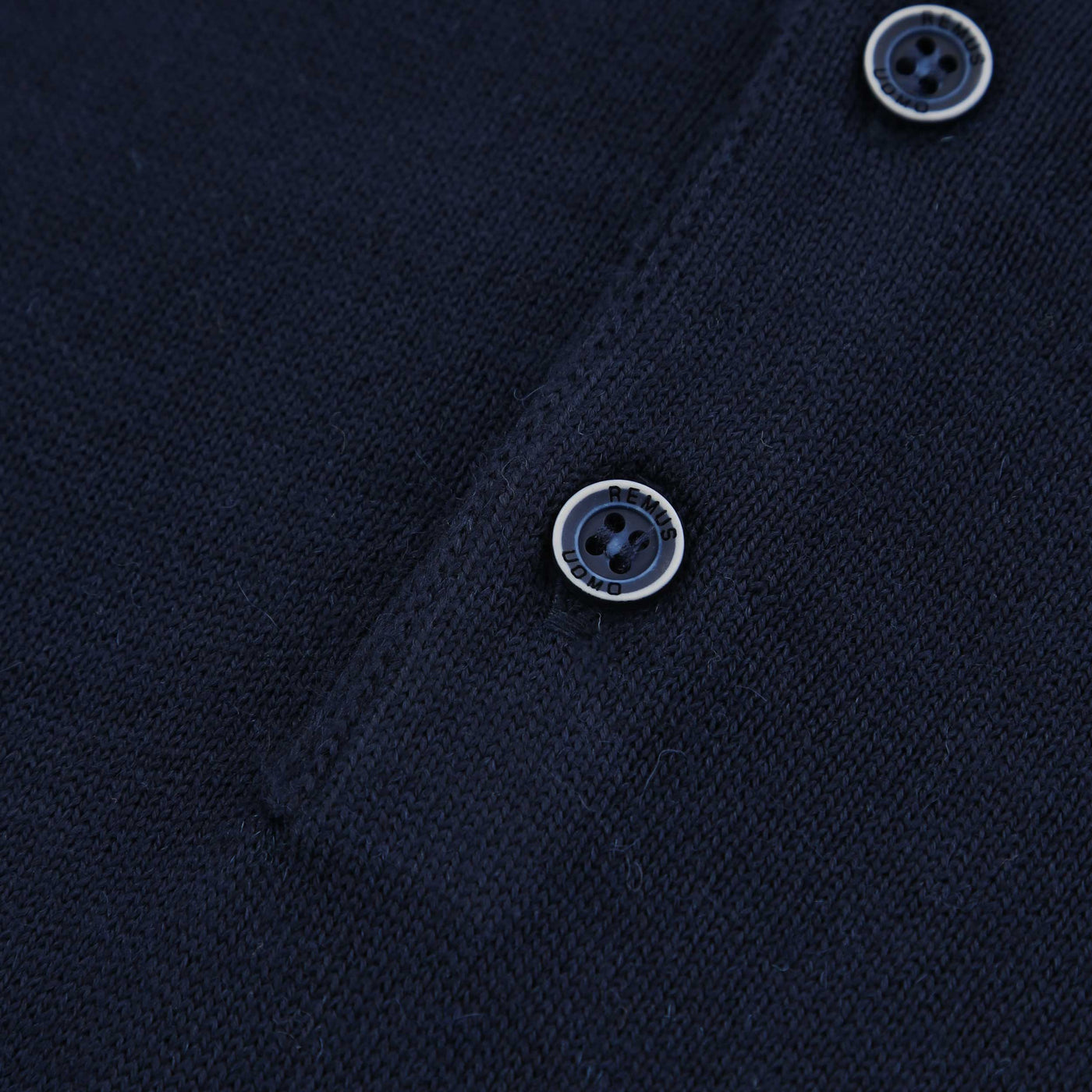 Remus Uomo 3 Button Knitted Polo Shirt in Navy Button