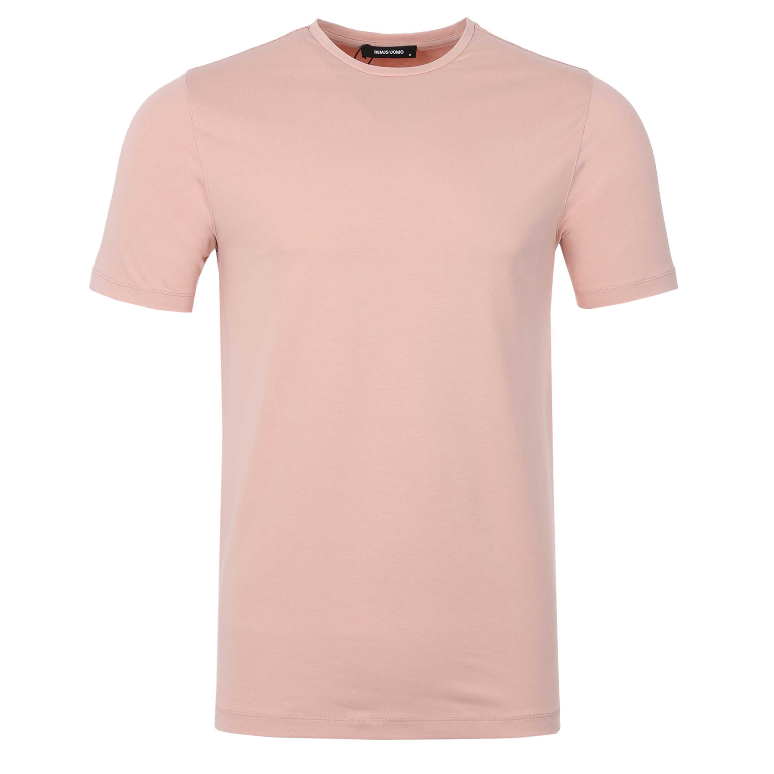 Remus Uomo Basic Crew Neck T Shirt in Pink