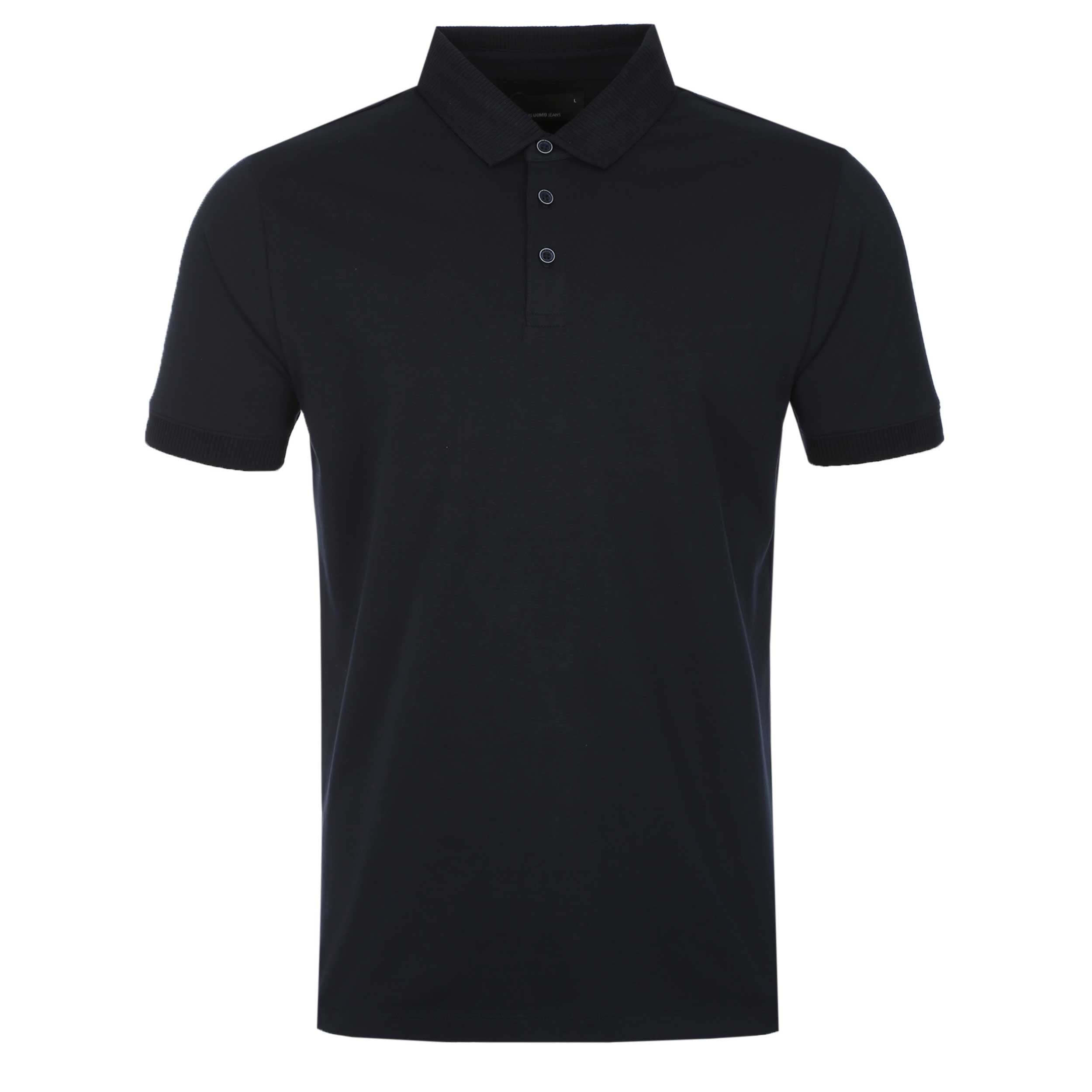 Remus Uomo Basic Plain Polo Shirt in Navy