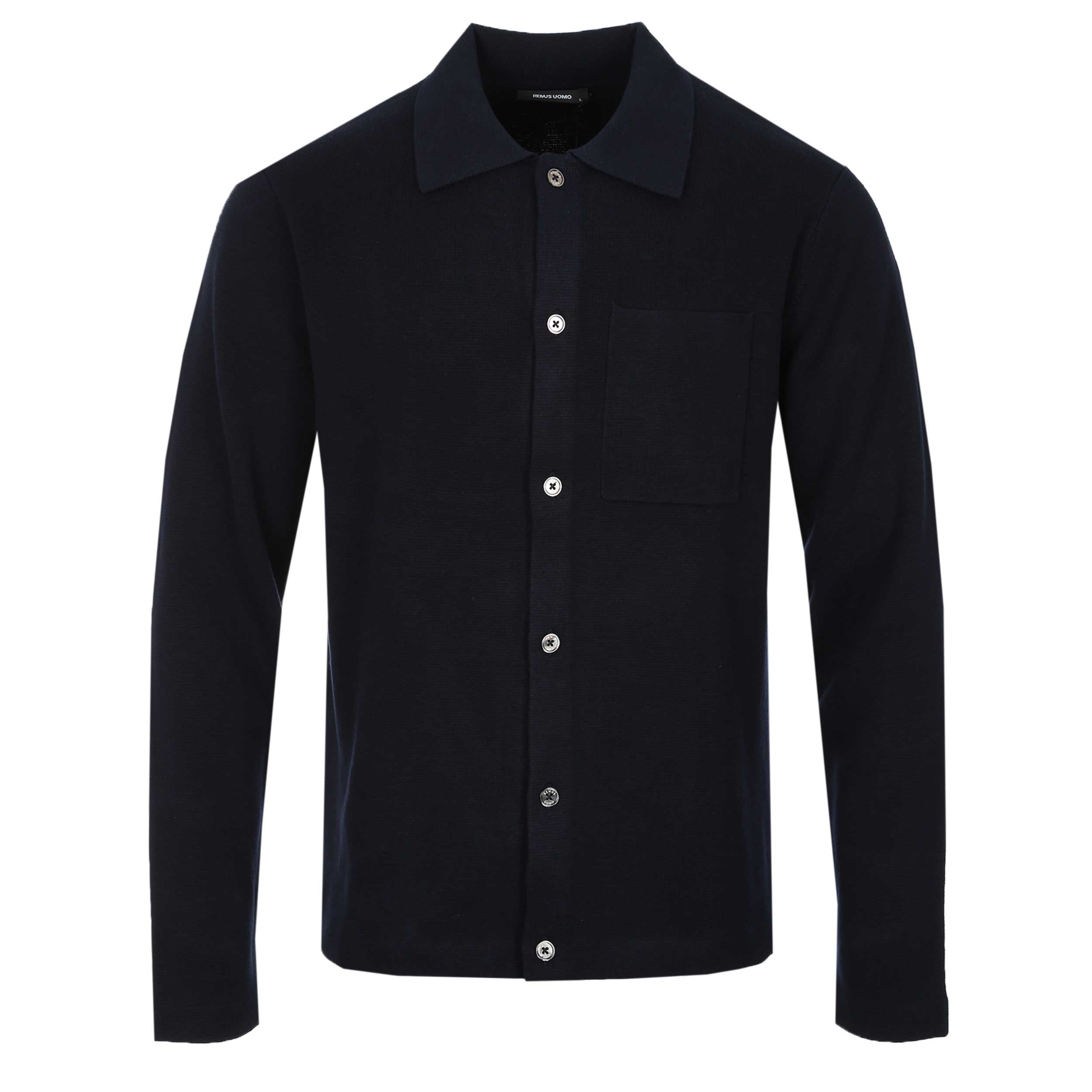Remus Uomo Basic Pocket Cardigan in Navy