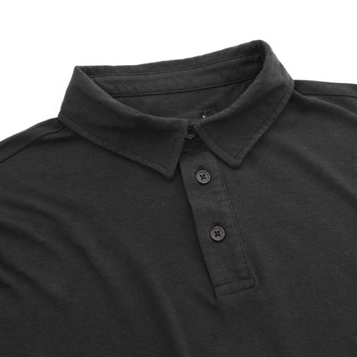 Remus Uomo Basic Tencel Cotton Polo Shirt in Black Collar
