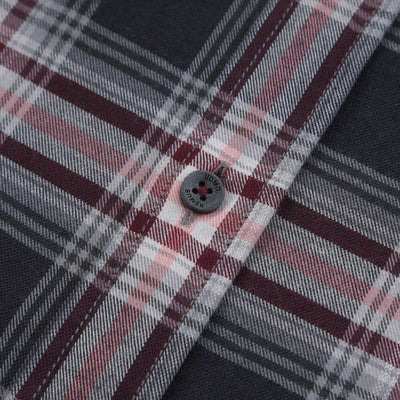 Remus Uomo Button Down Check Shirt in Grey Pink Check Button