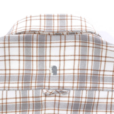 Remus Uomo Check Overshirt in White Tan Check Logo
