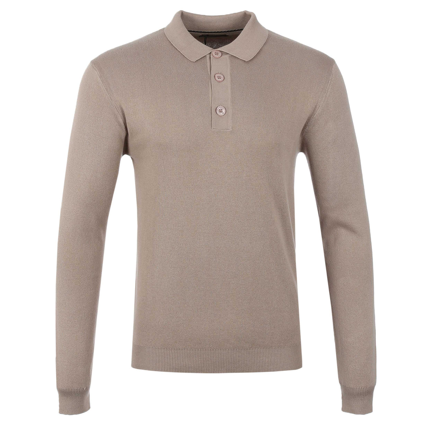 Remus Uomo Chunky 3 Button Knitted Polo Knitwear in Beige