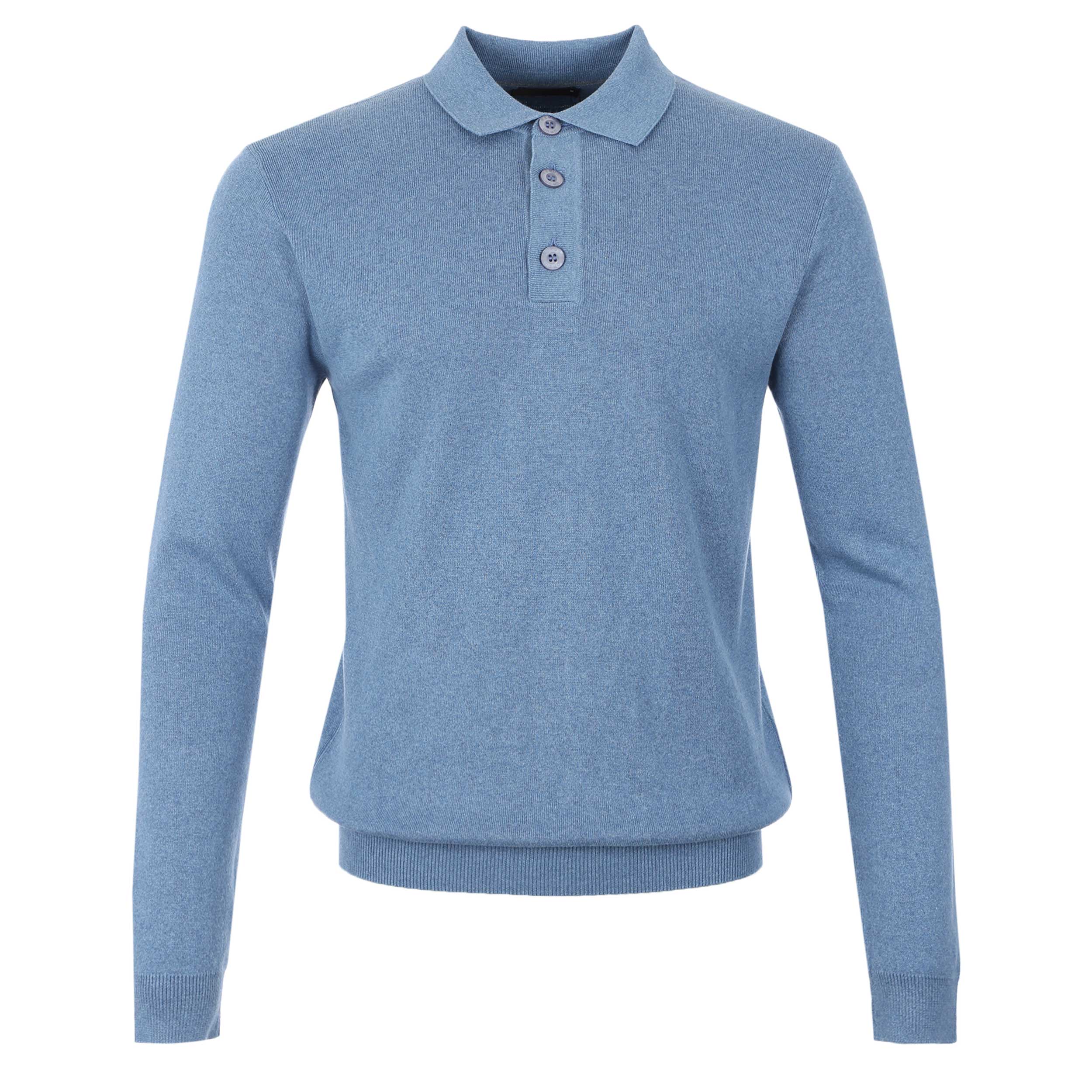 Blue Button Polyb Remus Uomo Chunky 3 Button Knitted Polo Knitwear in Sky Blue I Remus ...