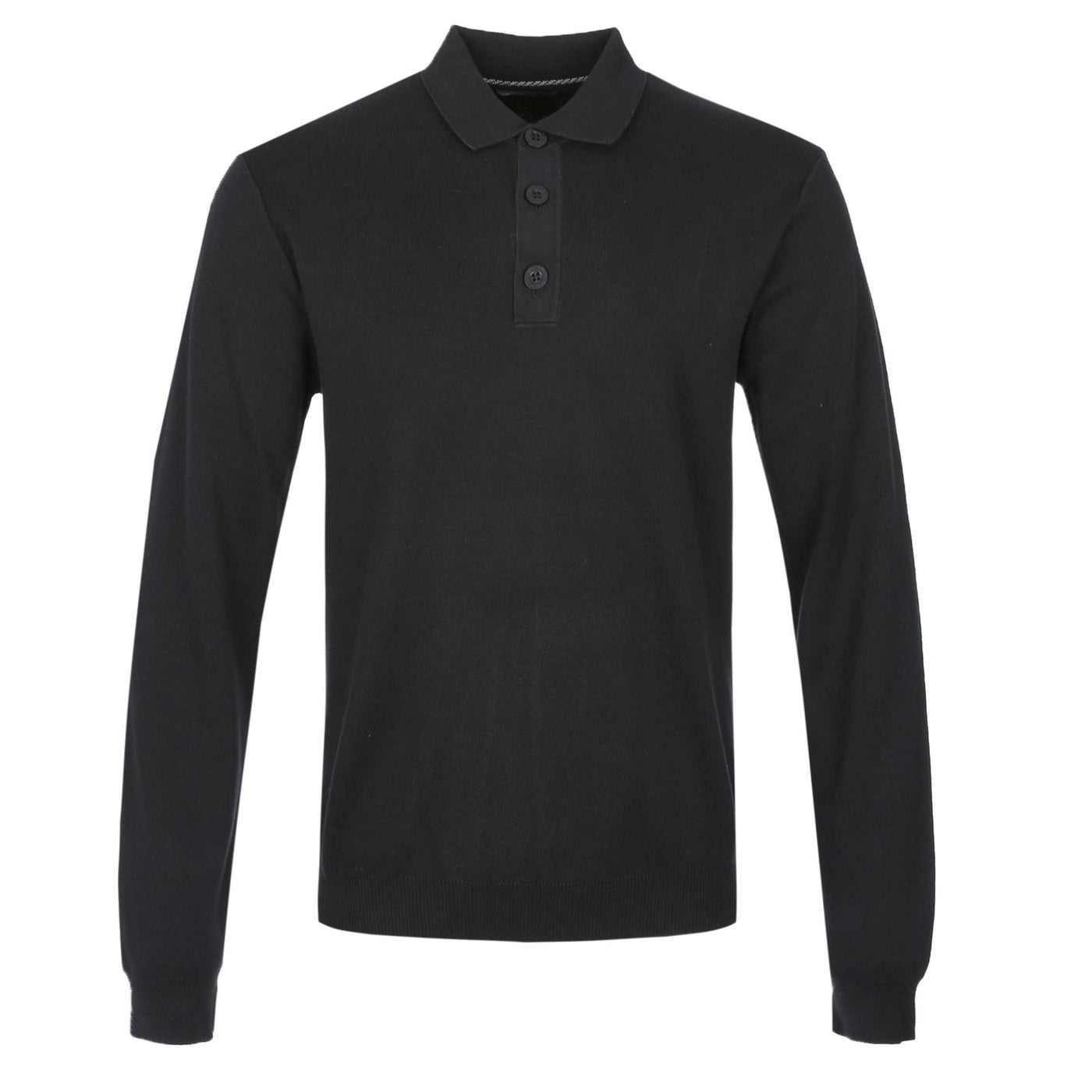 Remus Uomo Chunky 3 Button Polo Knitwear in Black