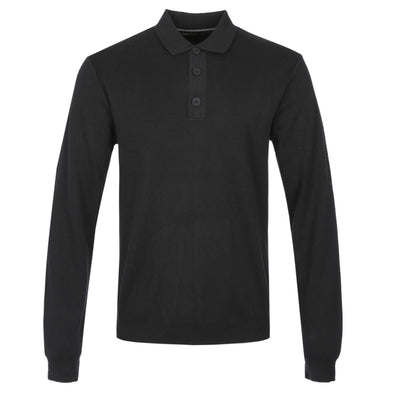 Remus Uomo Chunky 3 Button Polo Knitwear in Black