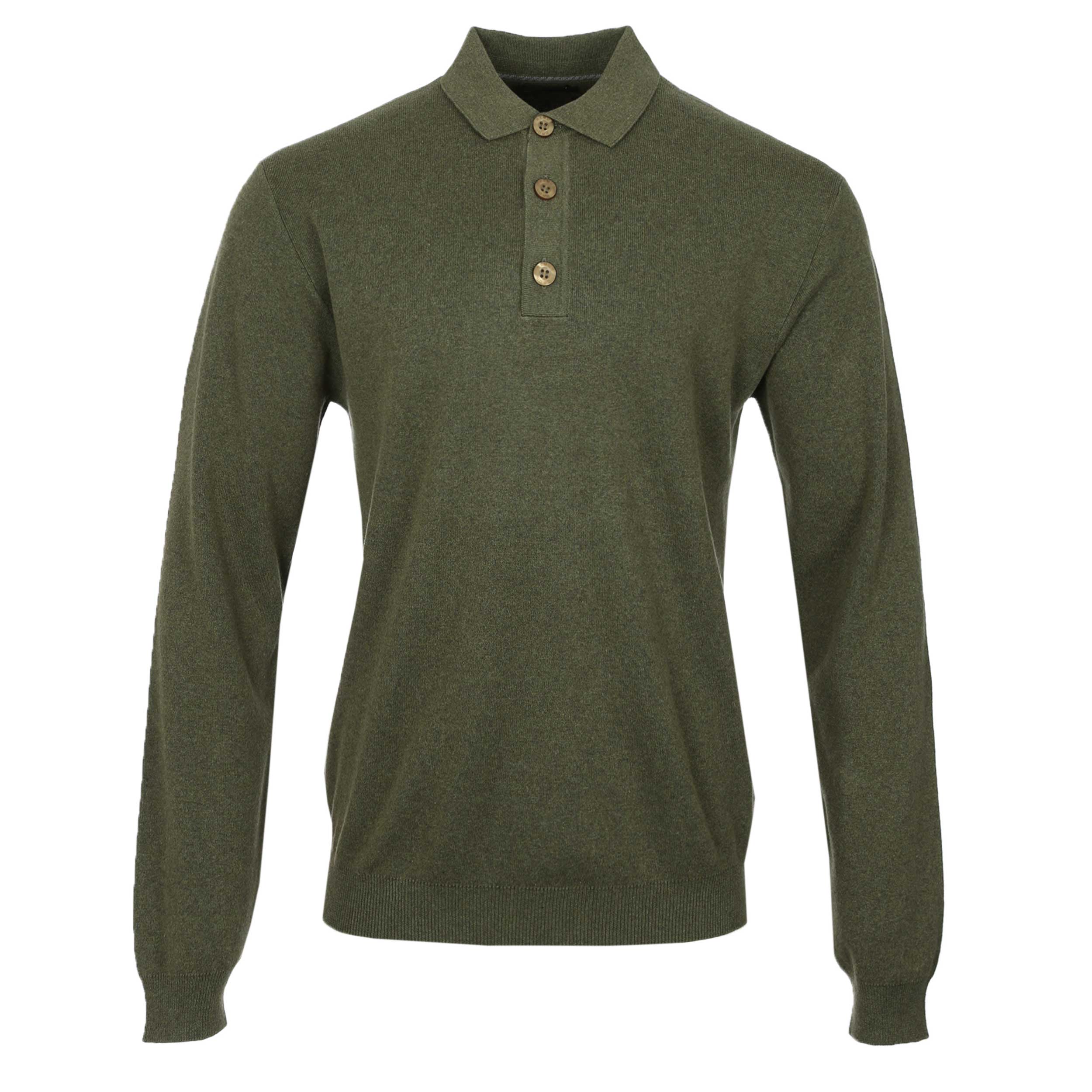 Remus Uomo Chunky 3 Button Polo Knitwear in Green