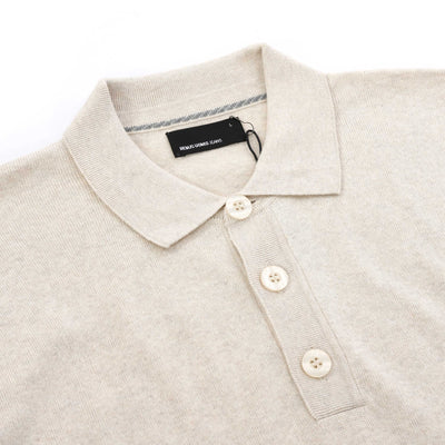 Remus Uomo Chunky 3 Button Polo Knitwear in Winter White Placket
