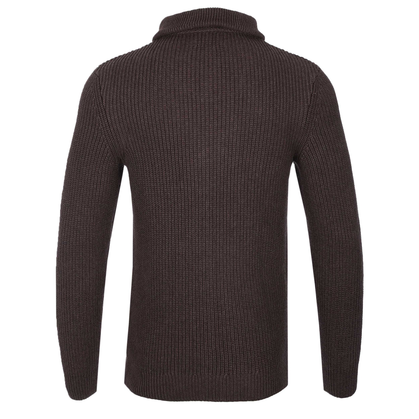 Remus Uomo Chunky Quarter Zip Knitwear in Brown Back