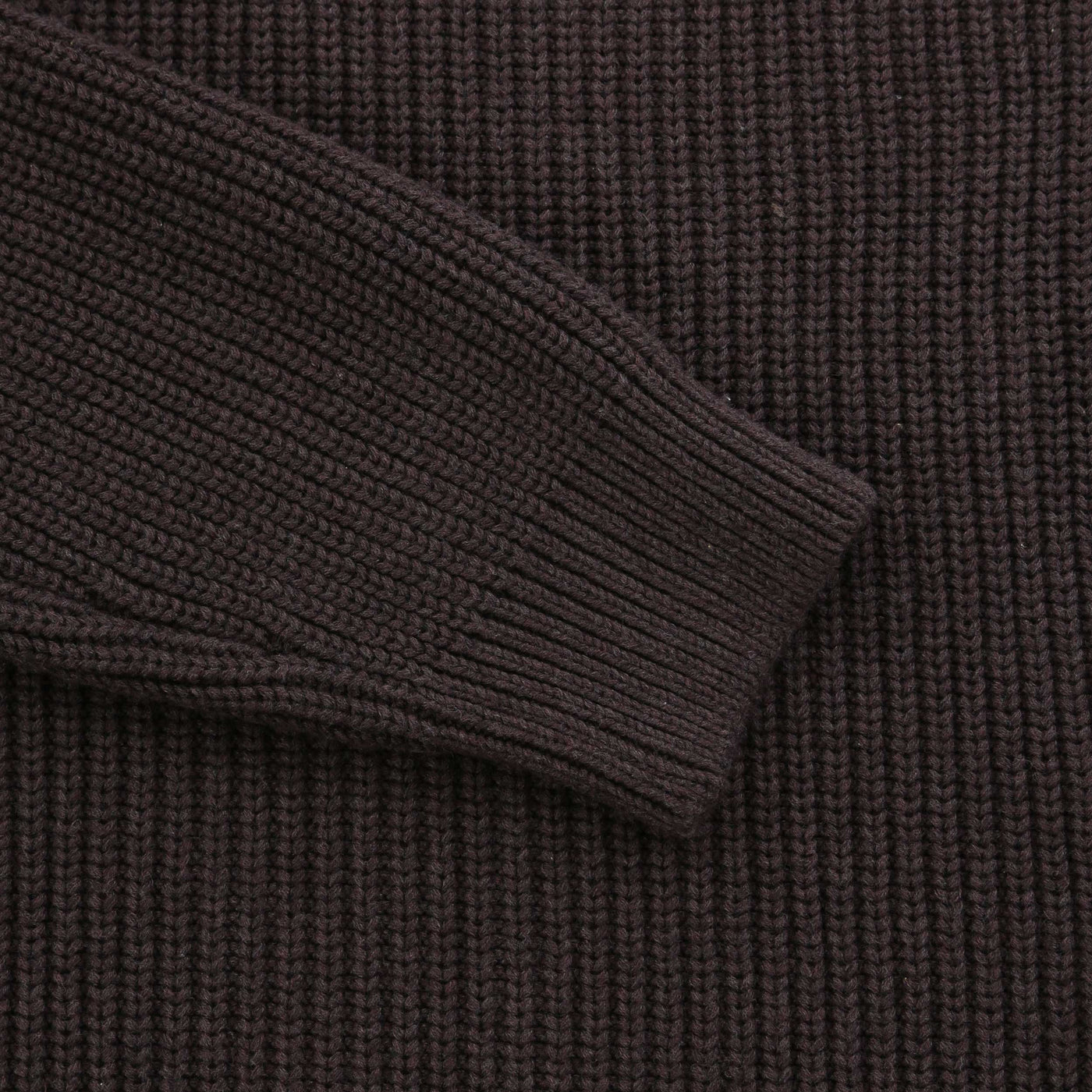 Remus Uomo Chunky Quarter Zip Knitwear in Brown Cuff