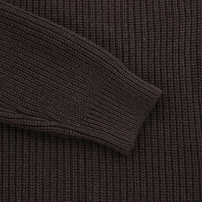 Remus Uomo Chunky Quarter Zip Knitwear in Brown Cuff