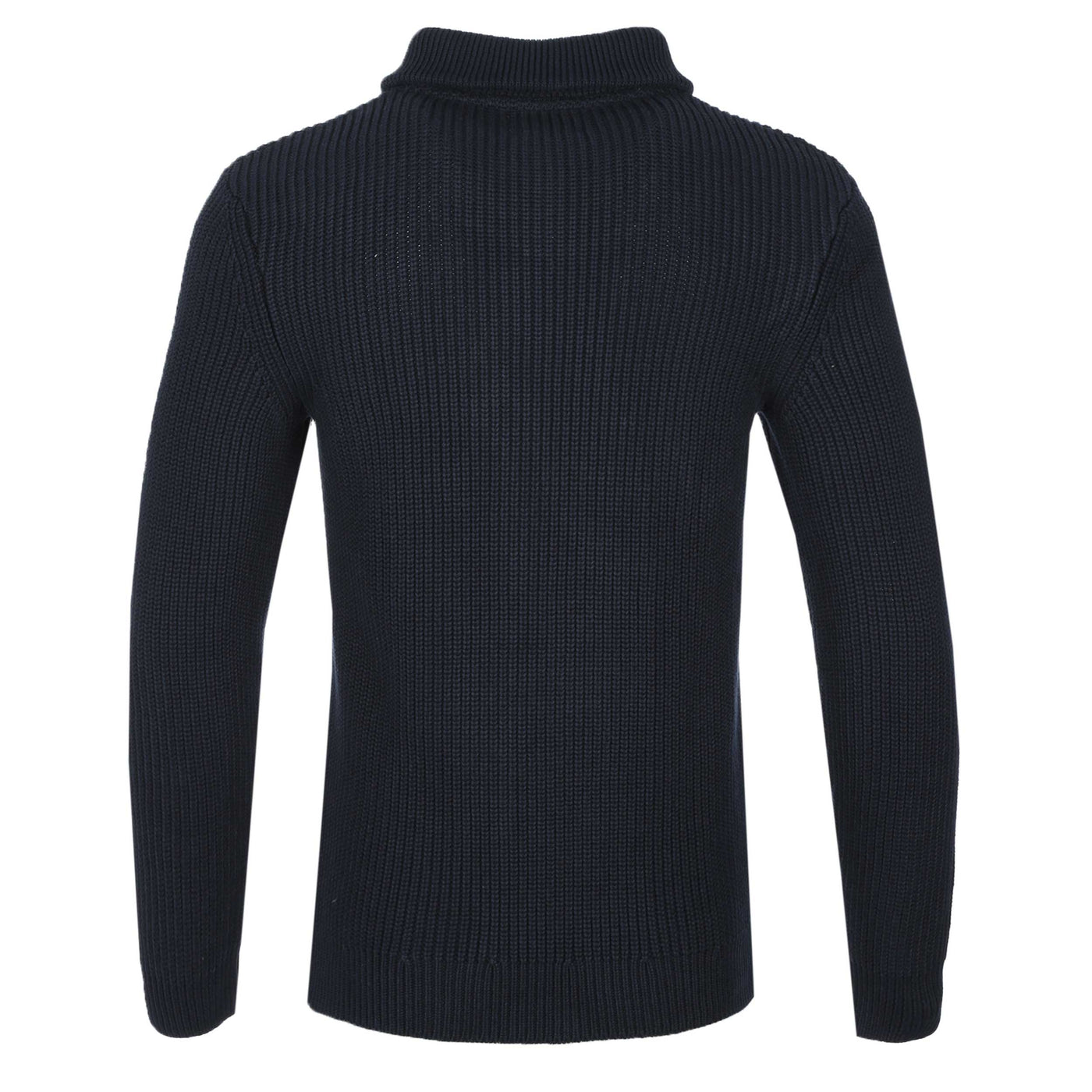 Remus Uomo Chunky Quarter Zip Knitwear in Navy Back