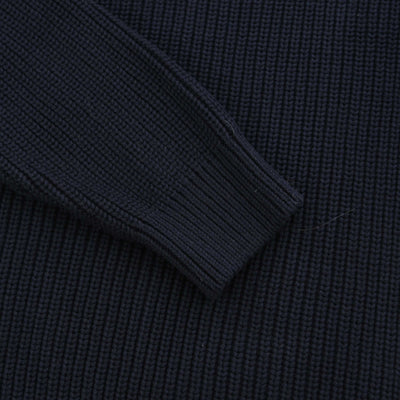 Remus Uomo Chunky Quarter Zip Knitwear in Navy Cuff
