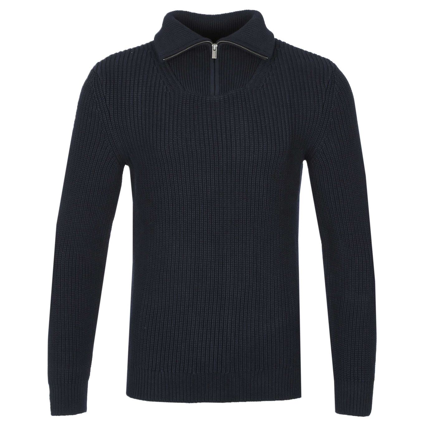 Remus Uomo Chunky Quarter Zip Knitwear in Navy
