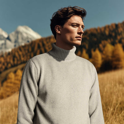 Remus Uomo Chunky Roll Neck Knitwear in Stone