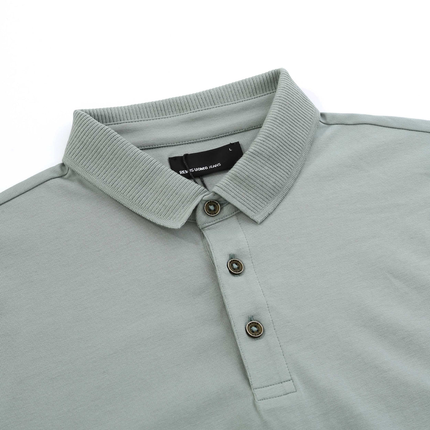 Remus Uomo Cotton Jersey Polo Shirt in Mint Placket