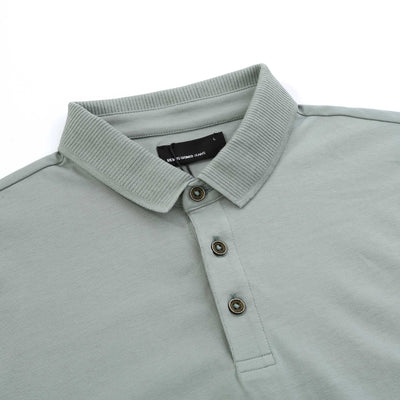 Remus Uomo Cotton Jersey Polo Shirt in Mint Placket