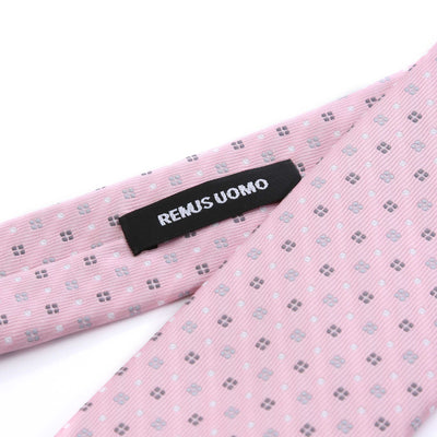 Remus Uomo Dot Tie & Hank Set in Pink Logo Tab