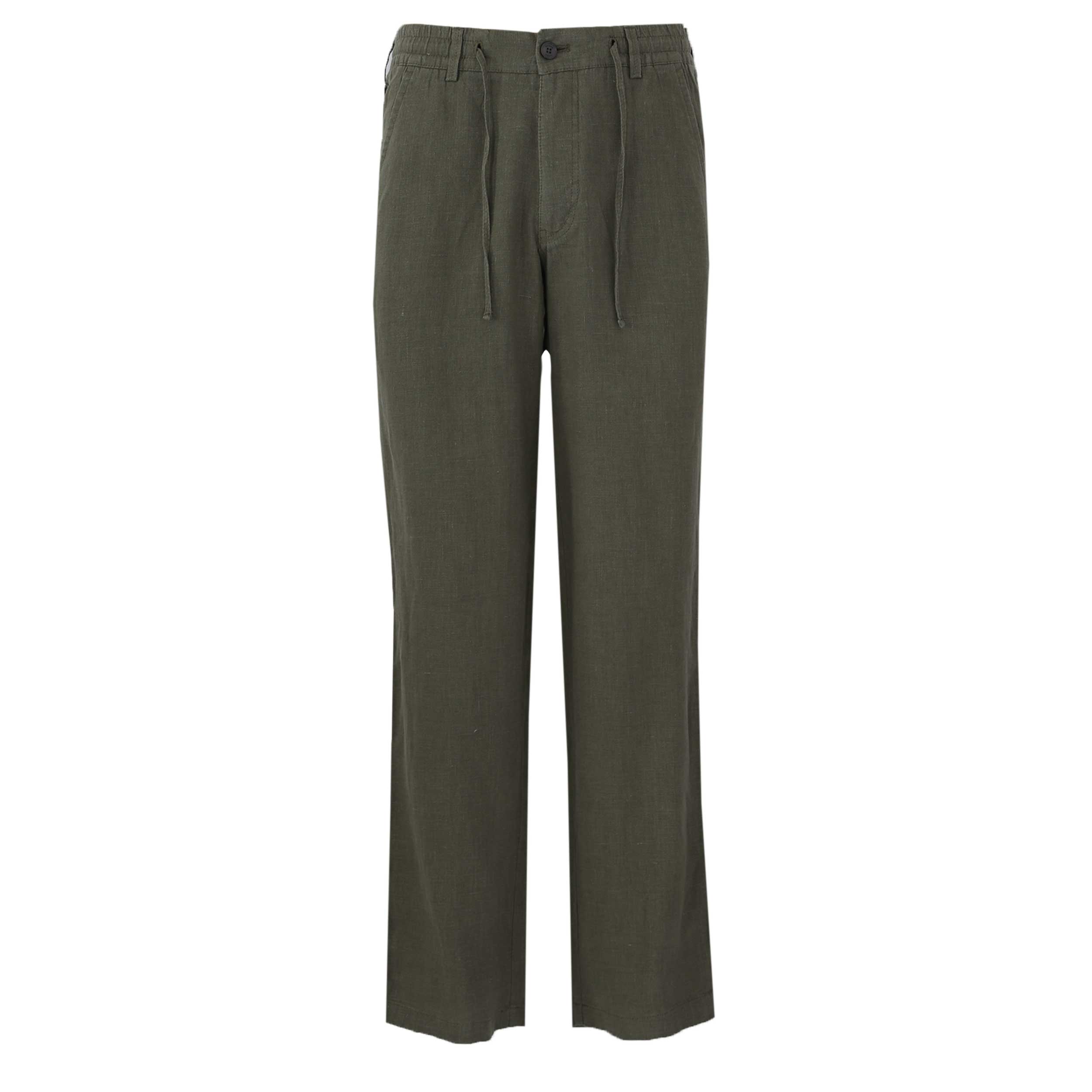 Remus Uomo Elio Linen Trouser in Khaki