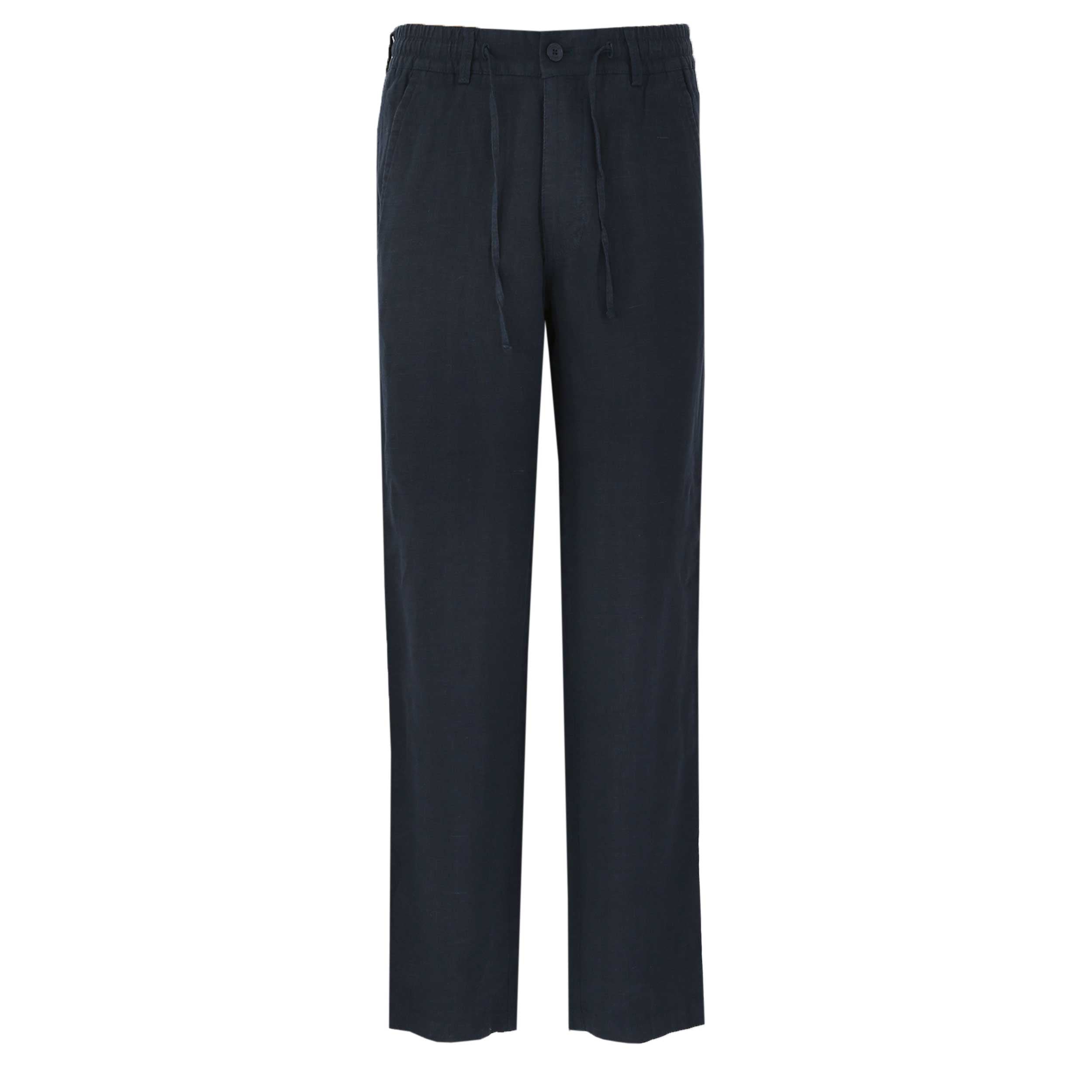 Remus Uomo Elio Linen Trouser in Navy