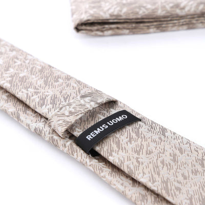 Remus Uomo Floral Tie & Hank Set in Beige Logo