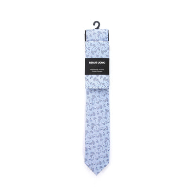 Remus Uomo Floral Tie & Hank Set in Sky Blue